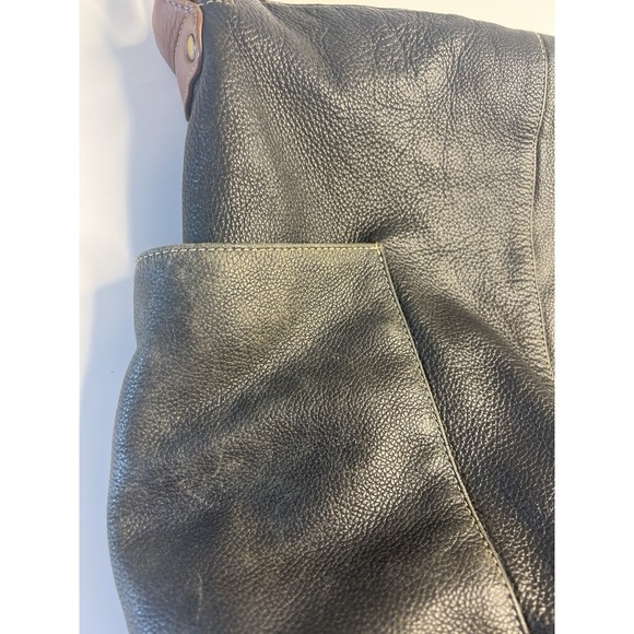 Vtg Y2K Grunge Faded Black Leather Shoulder Bag Women City Street - Picture 8 of 14